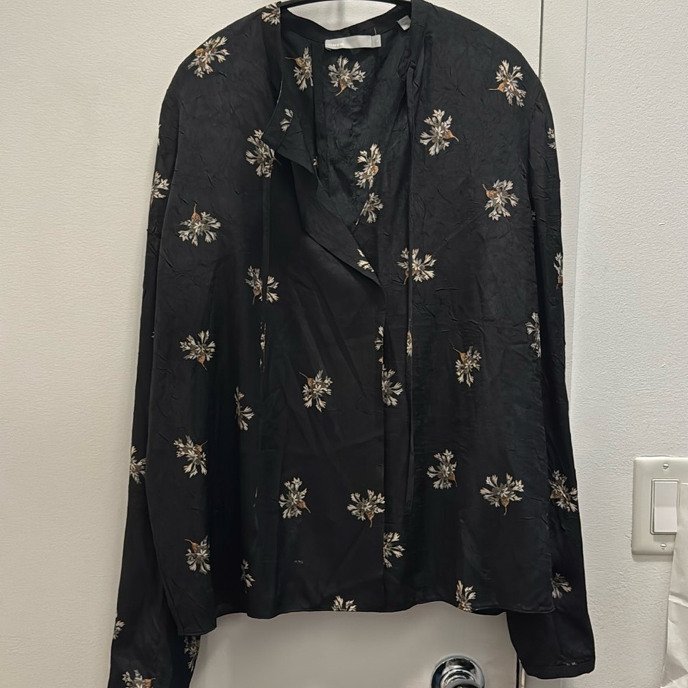 Vince silk blouse with ties at neck and back slit detail
